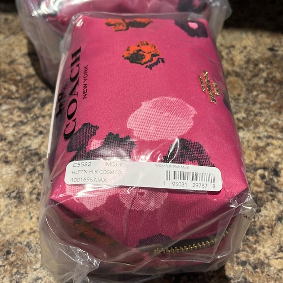 Coach Small Boxy Cosmetic Case With Halftone Floral Print - Picture 2 of 7